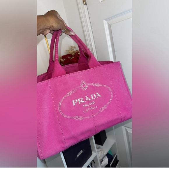 💯 Authentic Prada Pink  Canapa Bag with Spacious Design like new - Picture 2 of 8